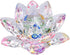 OwnMy Sparkle Crystal Lotus Flower Hue Reflection Feng Shui Home Decor with Gift Box (4 Inch/100MM Rainbow)