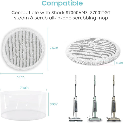 Upgraded Replacement Steam Mop Pads Kit, Compatible with Shark S7001 S7201 S7000 Series, 8 Pack