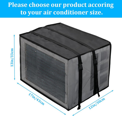 Luxiv Newest Design Mesh Window Air Conditioner Cover Outdoor, Support Window AC Unit Work Use for Outside Window Ac Cover Black Dust-Proof Waterproof AC Cover (Black, 17Wx12Dx13H)