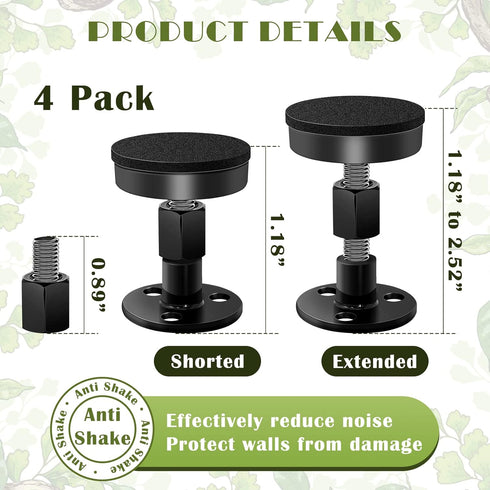 RAIHOMKIT 4 Pack Cabinets,30-68mm Headboard Stoppers,Adjustable Threaded Bed Frame Anti-Shake Tool,Bed Stoppers