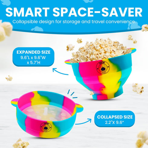 Microwavable Silicone Popcorn Popper, BPA Free, Collapsible Reusable Microwave Bowl, Dishwasher Safe, Black White Gray