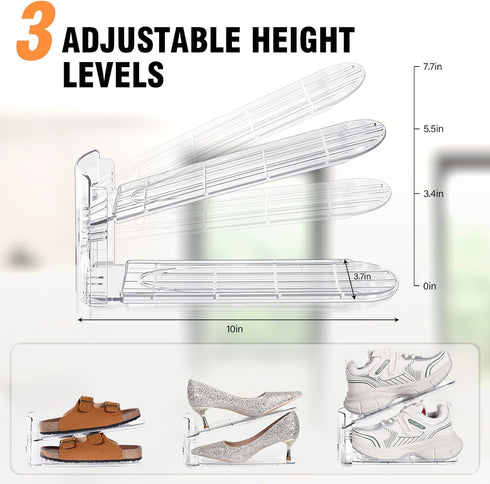 Closet 12 Pack Closet TOPNEW Shoe Slots Organizer for Adjustable Level Shoe Stacker Holder Organization Double Layer