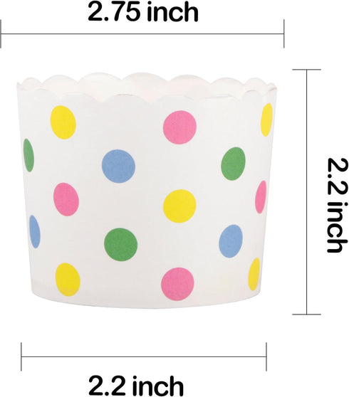 Webake Large Paper Baking Cup, 6oz Disposable Cupcake Muffin Cases, Set of 25, Colorful Dot