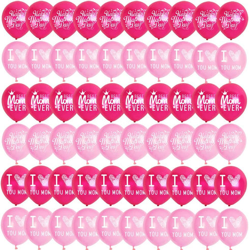 Happy Mother's Day Balloons Party Decorations Supplies - 48PCS Latex 12inch Party Supplies for Best Mom Ever