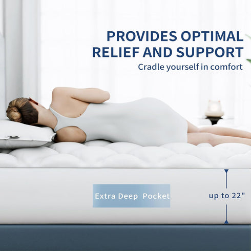 Sunflower Twin Mattress Pad, Hypoallergenic Cotton Cover for College Dorm, Extra Deep Pocket Quilted Protector