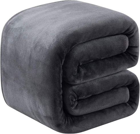 Fleece Blanket Queen Size for All Season 350GSM - Premium Lightweight Anti-Static Throw for Queen/Full Size Bed, Dark