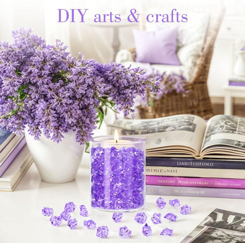 DomeStar Purple Fake Ice Rocks, 150PCS Acrylic Gems Crystals, Plastic Diamonds Centerpiece for Wedding Party