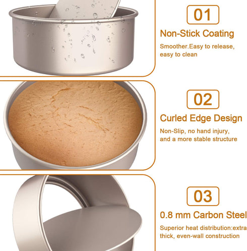 CHEFMADE 6-Inch Round Cake Pan, Nonstick Bakeware with Removable Loose Bottom for Oven and Instant Pot