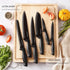 Kitchen Knife Set with Magnetic Strip, Black Cooking Knives, Sharp Stainless Steel Chef Knife Set for Meat & Veggies