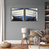 Nautical Wall Art, Wooden Boat Wall Decor, Blue White Rustic Boat Painting Canvas Print for Beach House, Unframed