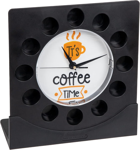 Mind Reader Single Serve Coffee Pod Clock, 12 Pod Capacity, Countertop or Wall Mount, 12.5" L x 4.25" W x 12.25" H, Black by Mind Reader