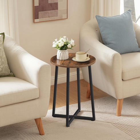 15.7" BF95BZ01 HOOBRO Side Table, Round End Accent Table with Sturdy Metal Frame, Round Nightstand, for Living Room