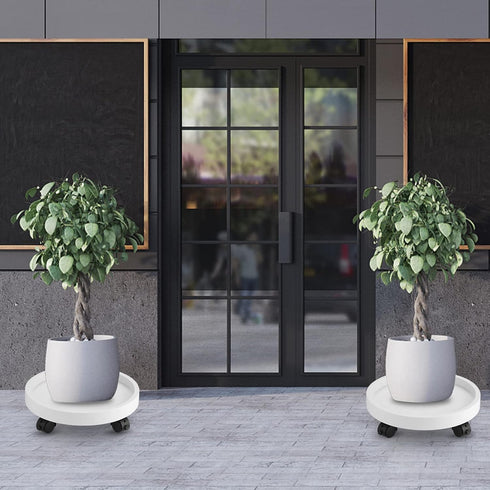 Maxurry 13inch 2Pack Plant Caddy Heavy Duty Plastic Round Plant Dolly with Lockable Wheels Plant Stand Mover Indoor