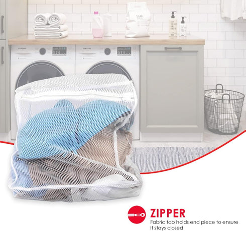 Home Basics Laundry Bag for Washing Machine, White | Lingerie Mesh Laundry Bag with Zipper | Washer Bags for Travel