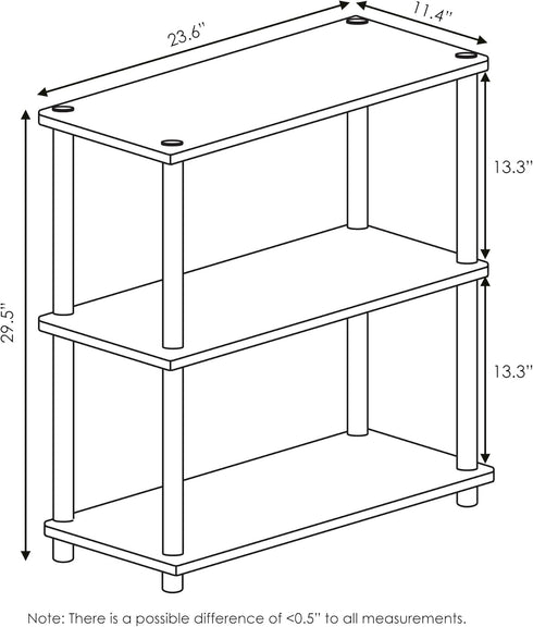 Furinno Turn-N-Tube 3-Tier Compact Shelf Display Rack, Light Blue/White