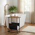 21-Inch MyGift Modern Narrow Living Room End Table with Solid Burnt Wood Tabletop and Black Metal Frame, Bedroom