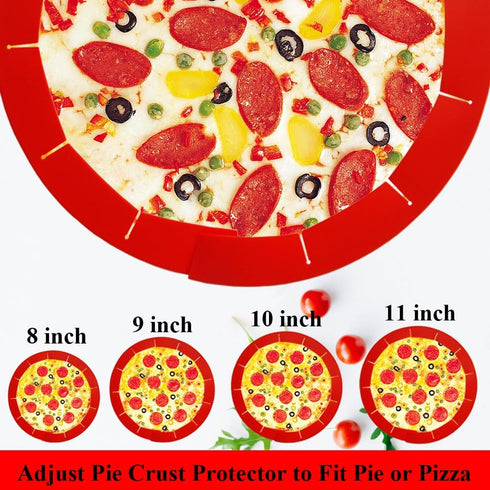 Adjustable Pie Crust Shields, Silicone Cover Ring Fits 8-11.4 Inch Pies, Baking Protector Cover