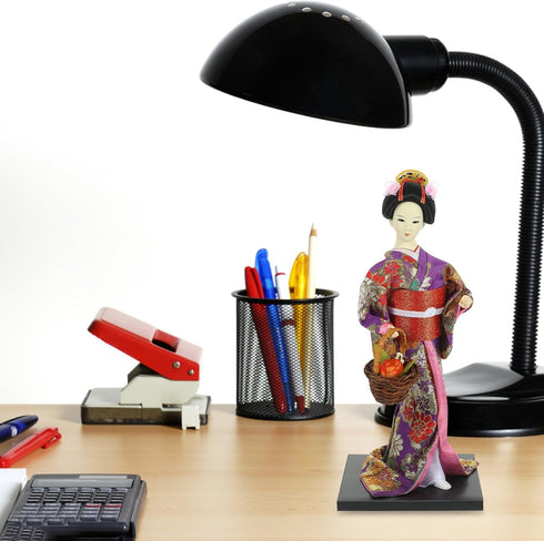 VOSAREA 12-Inch Hand-Painted Japanese Geisha Doll Figurine