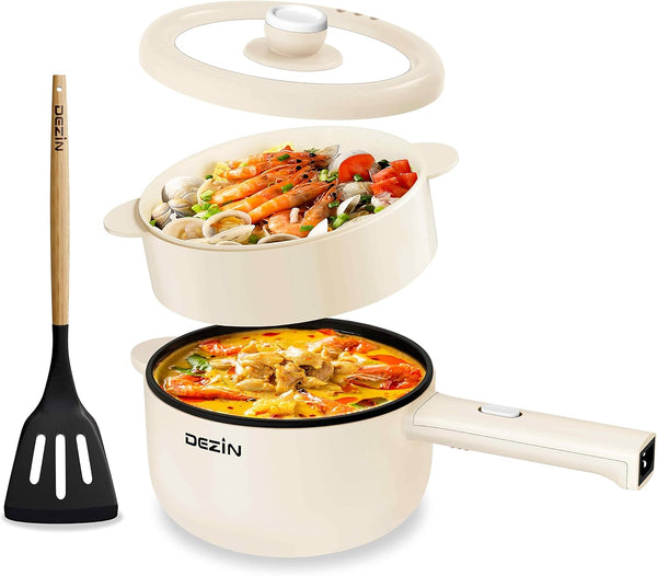 Dezin Electric Cooker, 2L Non-Stick Sauté Pan, Mini Pot for Steak, Egg, Fried Rice, Ramen, Oatmeal