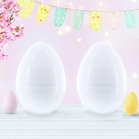 Set 2 10 Inches of White Giant Fillable Plastic Easter Eggs Jumbo Large Size