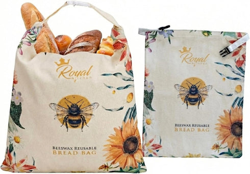 2 Pack 2 Reusable Beeswax Breads Bag | Organic Sourdough bread bags for homemade bread | Fridge and Freezer friendly