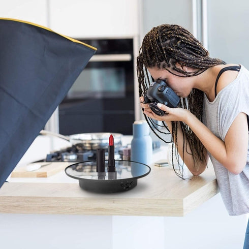 Motorized Rotating Display Stand, 7.87inch, 360 Degree Turntable for Photography Products, Black
