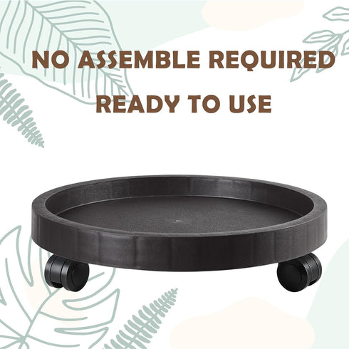 2 Pack 9.8 Inch of Planter Caddies Rolling Saucer Caddy with Wheels, Heavy Duty Wheeled Stand for Potted Plant, Round