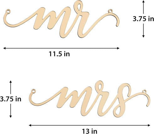 Lillian Rose Gold Laser Cut Mr and Mrs Chair Signs