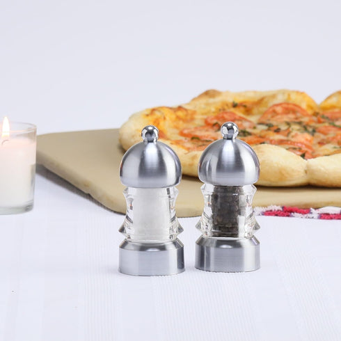 Chef Specialties Clear 3.5" Metro Pepper Mill and Salt Mill Set