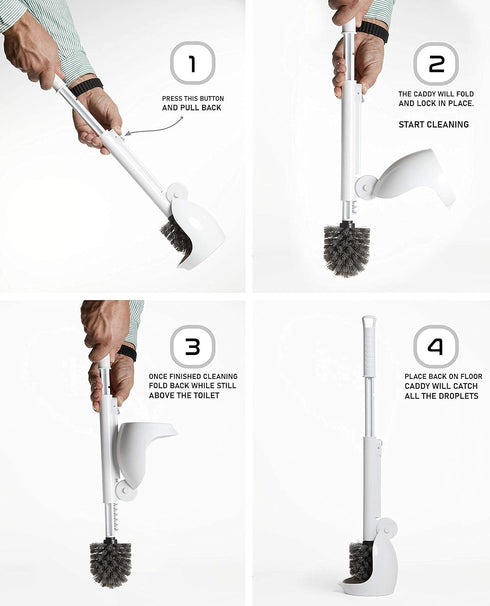 ELYPRO Toilet Brush with Holder Drip-Free Hygienic Bathroom Scrubber with No-Drip Caddy, Built-in Spout, Fast-Drying
