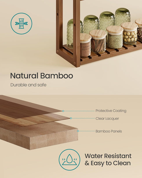 3-Tier 5.9 23.6 21.3 Inches, UBCB013K01 SONGMICS Bamboo Bathroom Shelf, Adjustable Plants Rack, Wall-Mounted or Stand