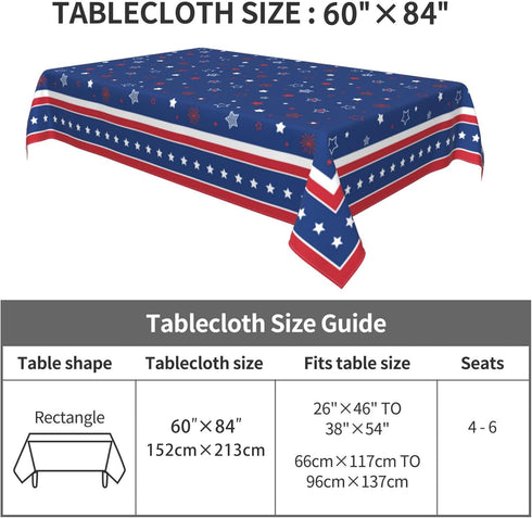 KORVITA 60x84 Inch Patriotic Rectangle Tablecloth Memorial Day Independence Day American Flag Washable Microfiber