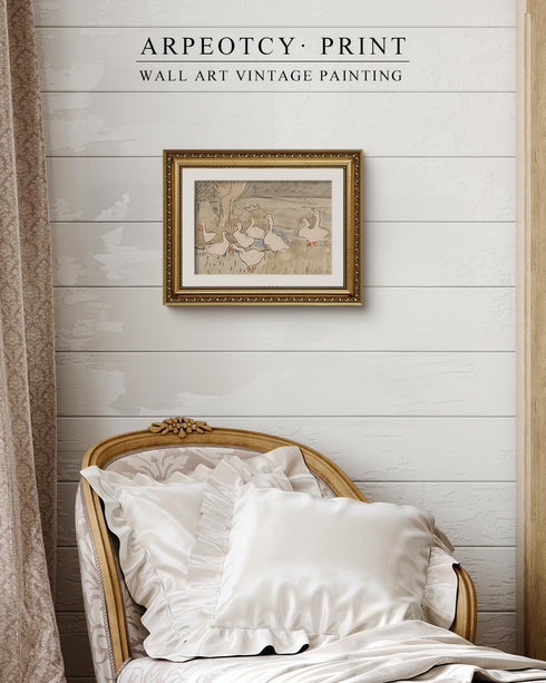 11x14 inch ARPEOTCY Vintage Gold Framed Wall Art, Nursery Duck Paintings, Aesthetic Canvas Picture Prints Artwork