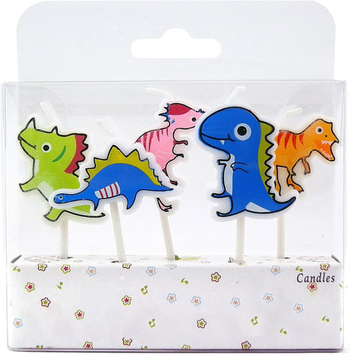 Ornerx Dinosaur Themed Birthday Cake Candles - Pack of 5