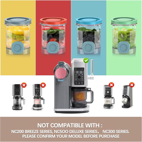 QVN 4 Pack NC700 for Ninja Swirl Pints, Creami Containers Compatible with Series Swirl Creami Maker & Soft Serve Ice
