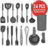 Silicone Kitchen Utensils Set, Culinary Couture 24-Pieces Grey Cooking Utensils for Nonstick Cookware