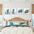 16x16" 4P Sea Turtle Bathroom Decor Ocean Animals Canvas Wall Art Nautical Theme Teal Octopus Pictures Nursery Kids