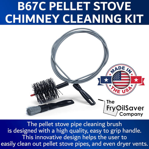 3 inch 10 B67C Pellet Stove & Dryer Vent Cleaner Kit Head and ft Long Steel Flexible Brush for Fireplace Chimney, Ash