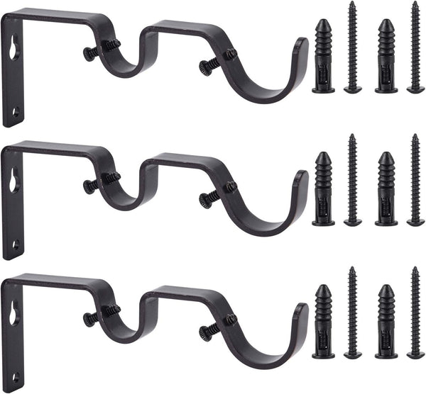 Ycolnaefllr Set of 3 Heavy Duty Oil Rubbed Bronze Double Curtain Rod Holders for 1 and 0.7-Inch Rods