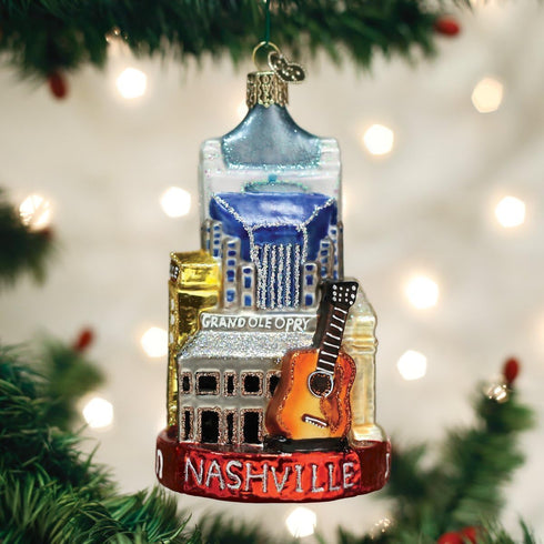 Old World Christmas Cities, Places and Landmarks Glass Blown Ornaments for Christmas Tree, Nashville