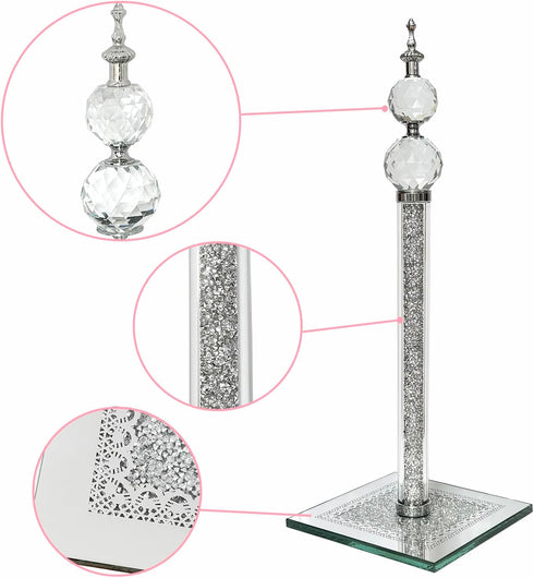 Qiuhome Countertop Crystal Paper Towel Holder Stand Bling Paper Towel Holder Kitchen Decor (Silver)