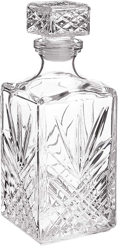 Bormioli Rocco Selecta Collection Whiskey Decanter - 33.75oz Diamond Decanter with Starburst Detailing