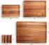 LAZIOPATER Set 3, Set Acacia Wood Cutting Board of Solid Wood Cutting Board with Holder, Deep Juice Grooves & Built
