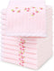 Jacquotha Pink Washcloths 12 Pack (Floral Embroidered), Soft Wash Cloths for Face,