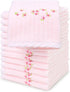 Jacquotha Pink Washcloths 12 Pack (Floral Embroidered), Soft Wash Cloths for Face,