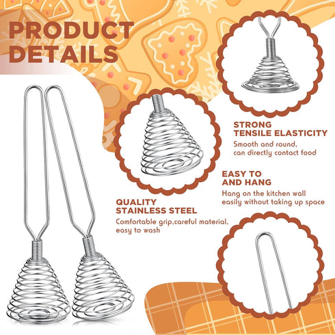 4 Pieces Stainless Steel Spring Whisk, 8.46 Inches Egg Whisk for Blending, Whisking, Beating, Stirring Kitchen Utensil