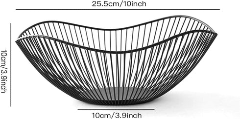 Metal Wire Fruit Basket, Black Kitchen Counter Fruit Holder, Storage Baskets for Home Decor