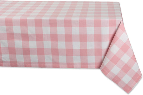 DII Buffalo Check Collection Classic Farmhouse Tablecloth, Pink & White, 60 x 84