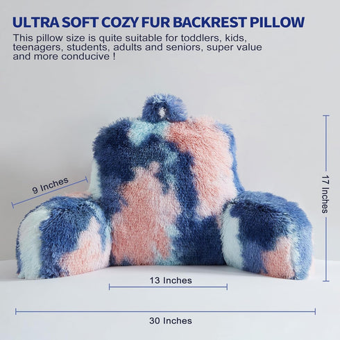 Jillche Bed Fluffy Fur Reading Pillow for Adults & Kids Unisize, Stylish Back Pillow for Bed Sitting Up, Bed Chair