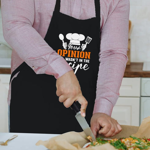 Funny Apron for Men Women, Your Opinion Wasn't in the Recipe Apron for Cooking Grilling BBQ Gifts